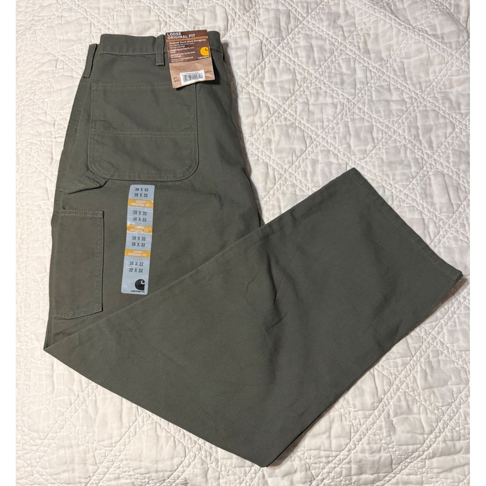 Carhartt B11 MOS Washed Duck Work Dungaree Moss Green Loose Original Fit 38x32